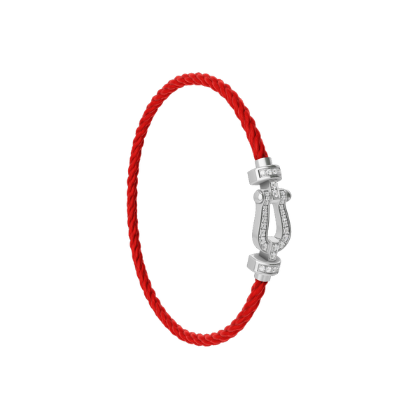 Force 10 Medium White Gold and Diamond Pav&eacute; Cable Bracelet